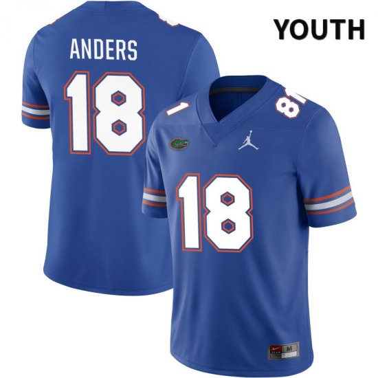 Youth Florida Gators #18 Jack Anders NCAA Jordan Brand Royal NIL 2022 Authentic Stitched College Football Jersey BSB5062EG